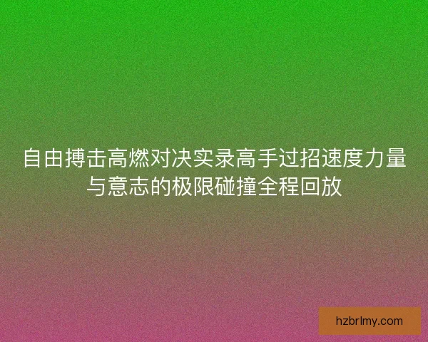 自由搏击高燃对决实录高手过招速度力量与意志的极限碰撞全程回放 自由搏击高燃对决实录高手过招速度力量与意志的极限碰撞全程回放