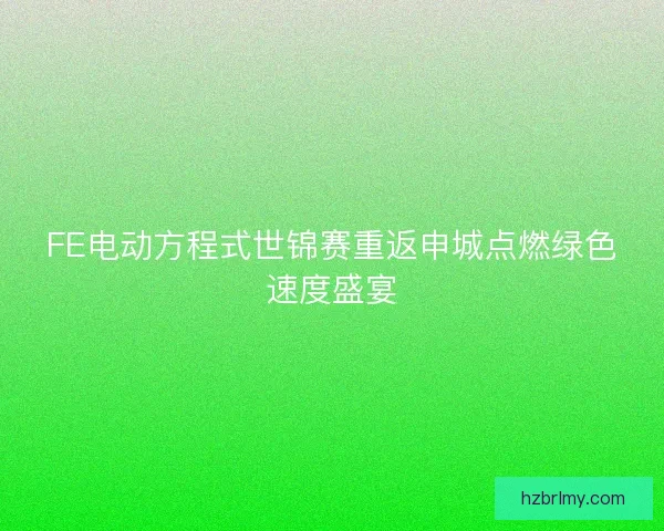 FE电动方程式世锦赛重返申城点燃绿色速度盛宴 FE电动方程式世锦赛重返申城点燃绿色速度盛宴